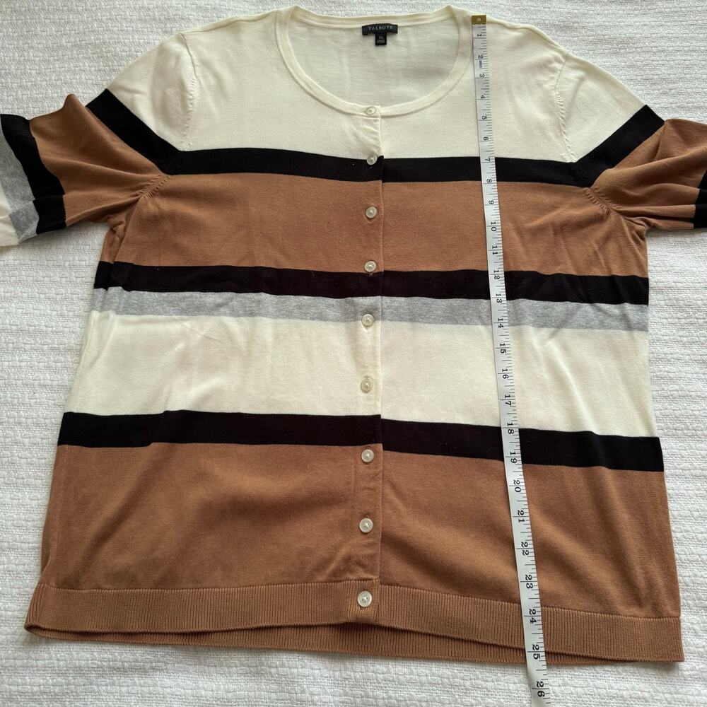 XL Talbots Multicolor Stripe 3/4 Sleeve Cardigan - Picture 7 of 7
